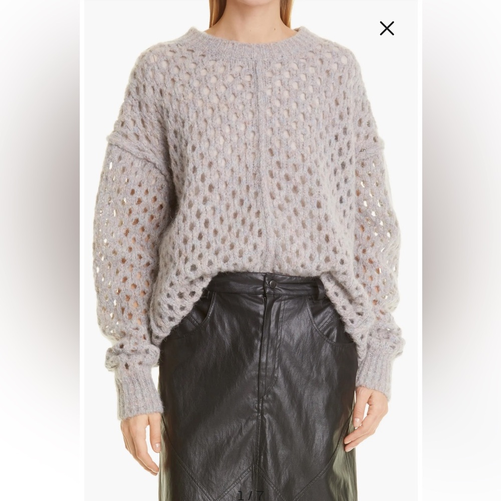 Isabel Marant Étoile Tiana Open Stitch Crewneck Sweater in Grey